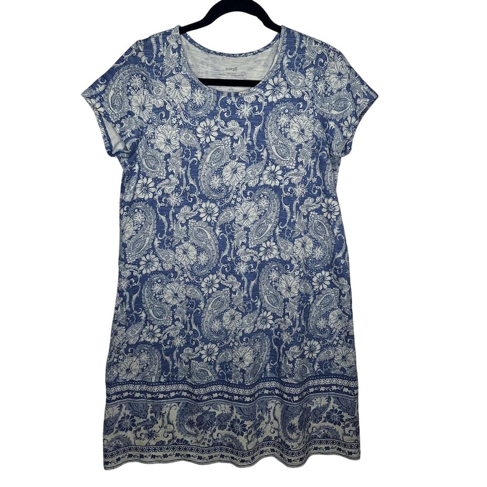 J. Jill Pure Jill Slub Knit T-shirt Dress S Petite Organic Cotton Floral Paisley